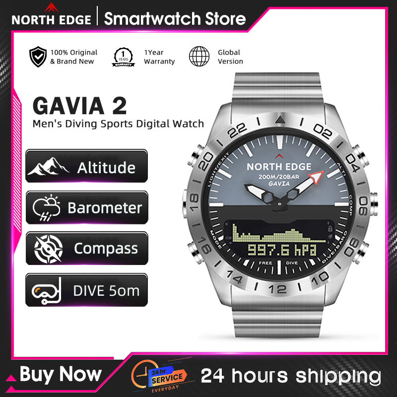 Compass Watch Luxury - NORTH EDGE Orologio Subacqueo da Uomo,