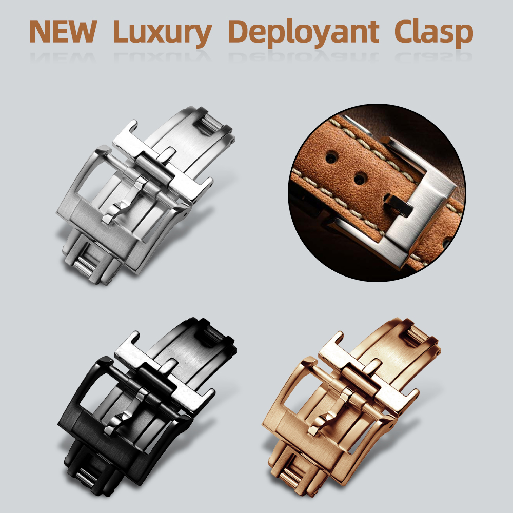 Luxury Watch Gold - NUOVO Chiusura Deployante di Lusso 16mm