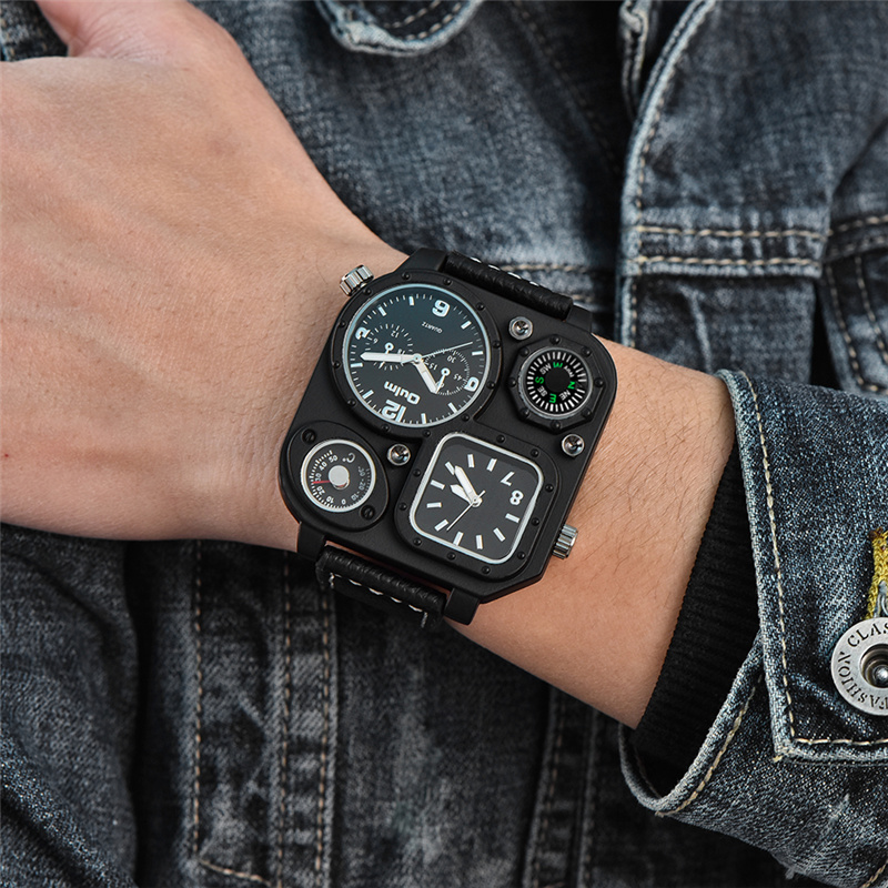 Compass Watch Luxury - Oulm Classic Black Casual Watches uomo
