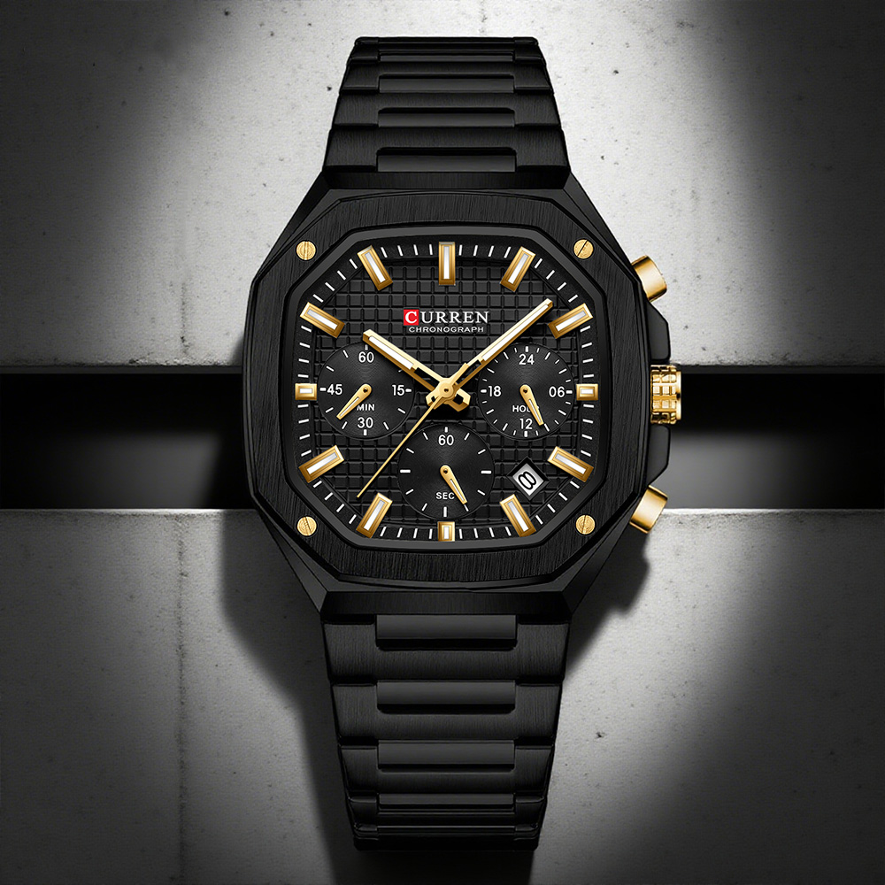 Luxury Watch Gold - CURREN Orologio cronografo quadrato di lusso