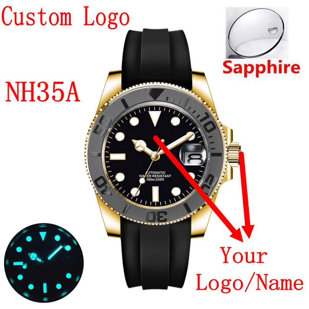 Luxury Watch Gold - Logo personalizzato 40mLuxury NH35/Miyota Orologio da