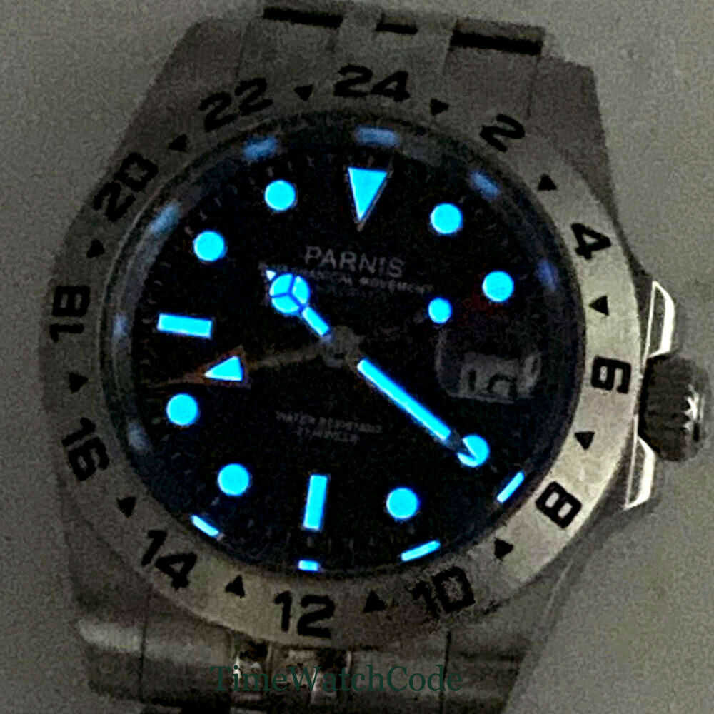 Parnis 40mm vetro zaffiro orol - Gmt Dual Timezone Watch recensione e prezzo