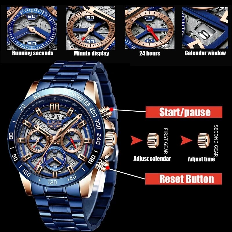 LIGE 2024 New Men Watch Top Br - Luxury Watch Low Price recensione e prezzo